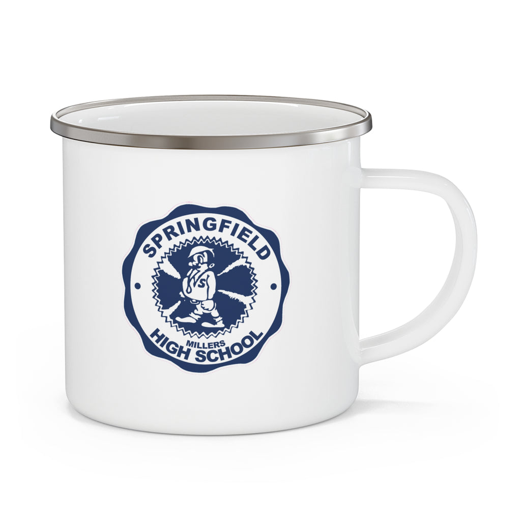 Springfield High School Seal Enamel Mug | Retro School Logo, Blue Crest