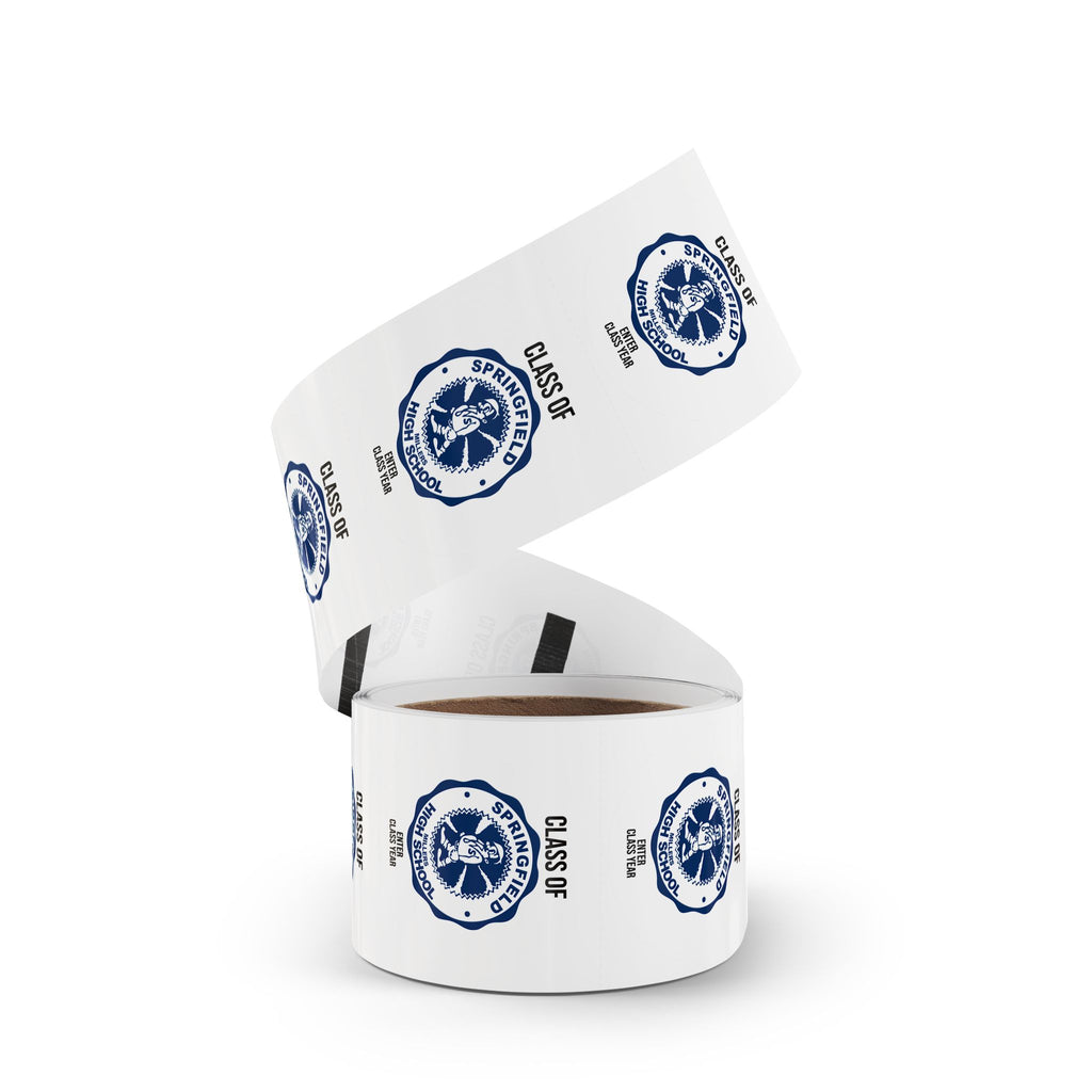 Custom School Seal Round Stickers on Roll — 'Class of' Personalized Labels