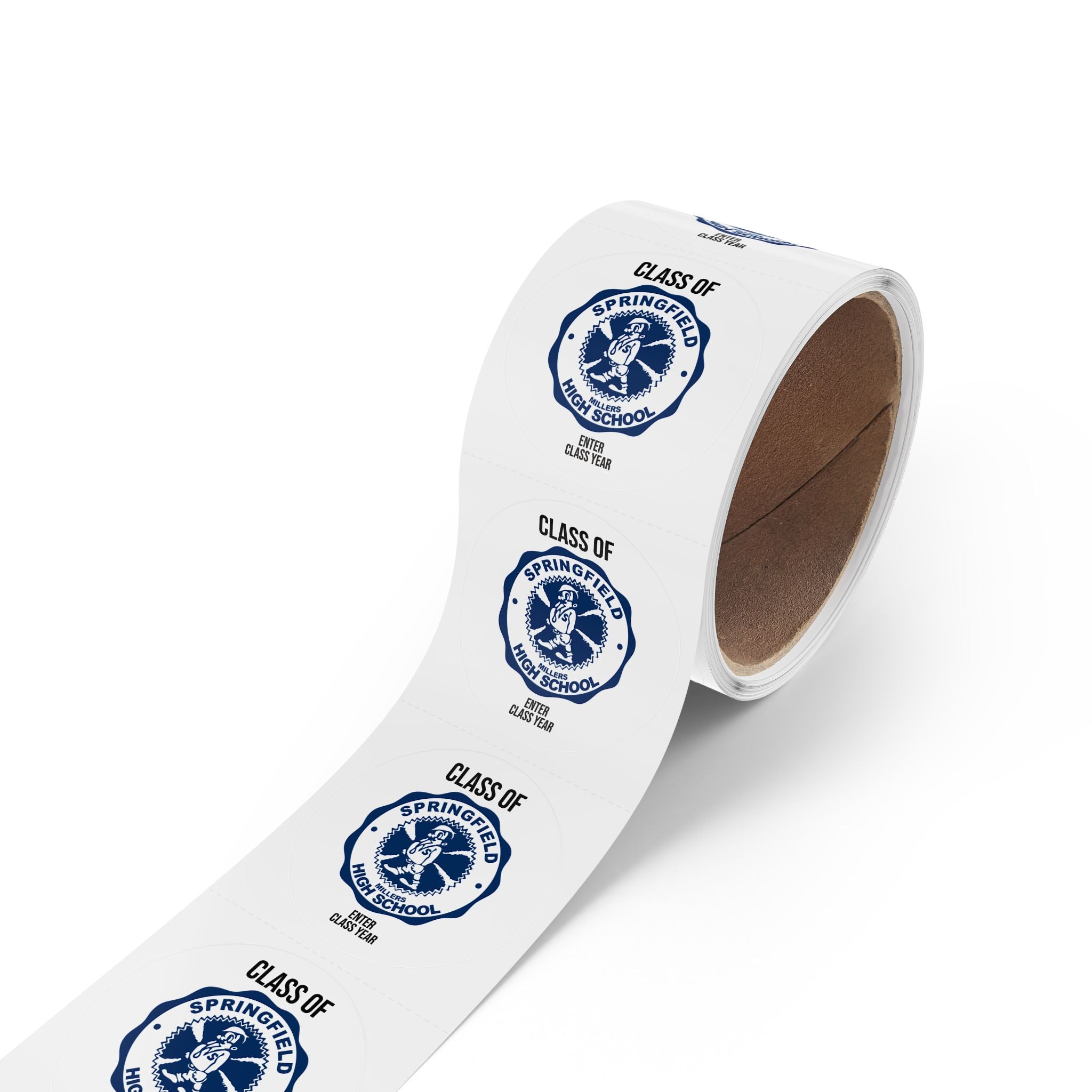 Custom School Seal Round Stickers on Roll — 'Class of' Personalized Labels