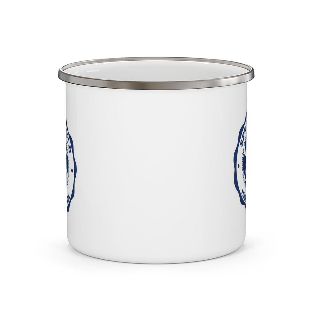 Springfield High School Seal Enamel Mug | Retro School Logo, Blue Crest