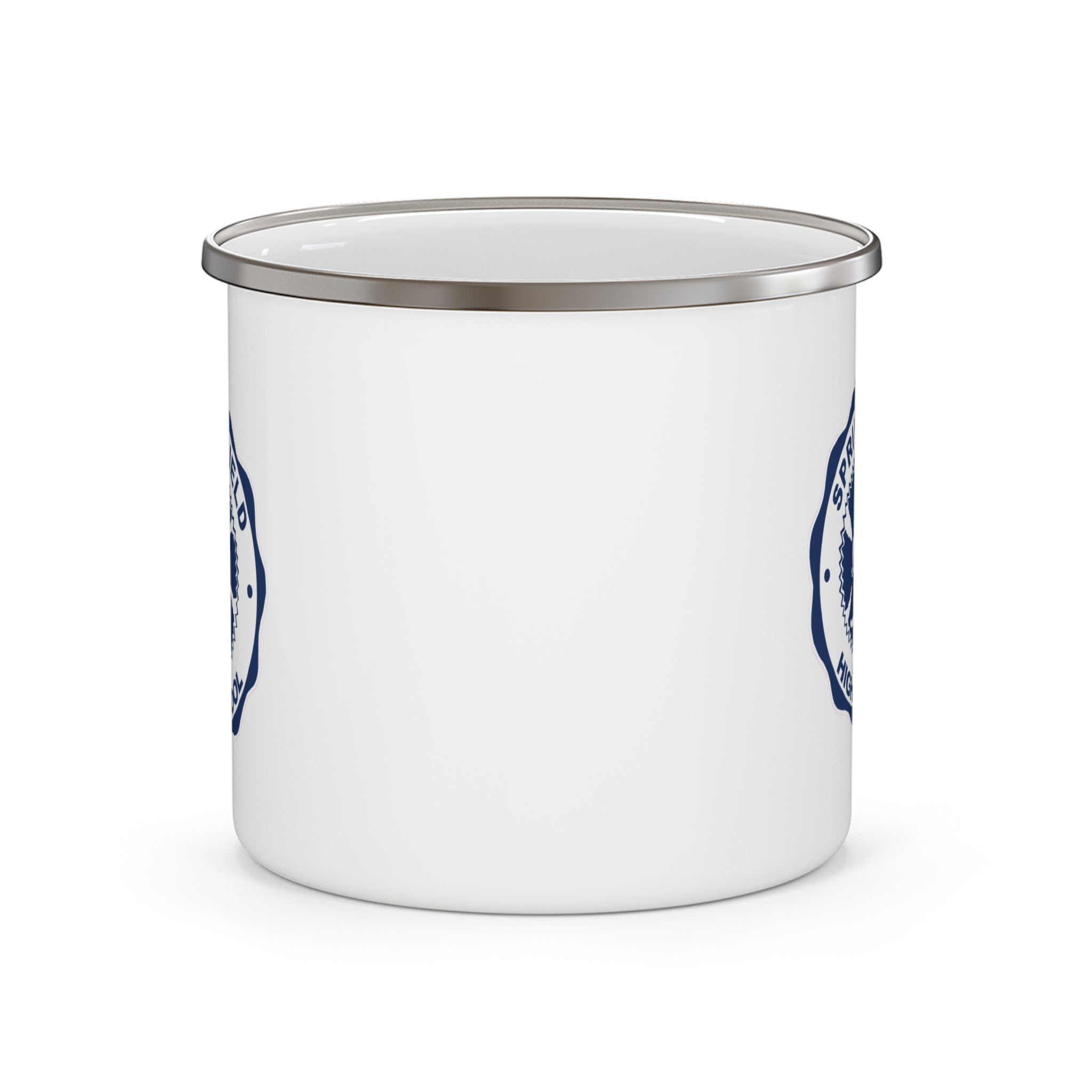 Springfield High School Seal Enamel Mug | Retro School Logo, Blue Crest